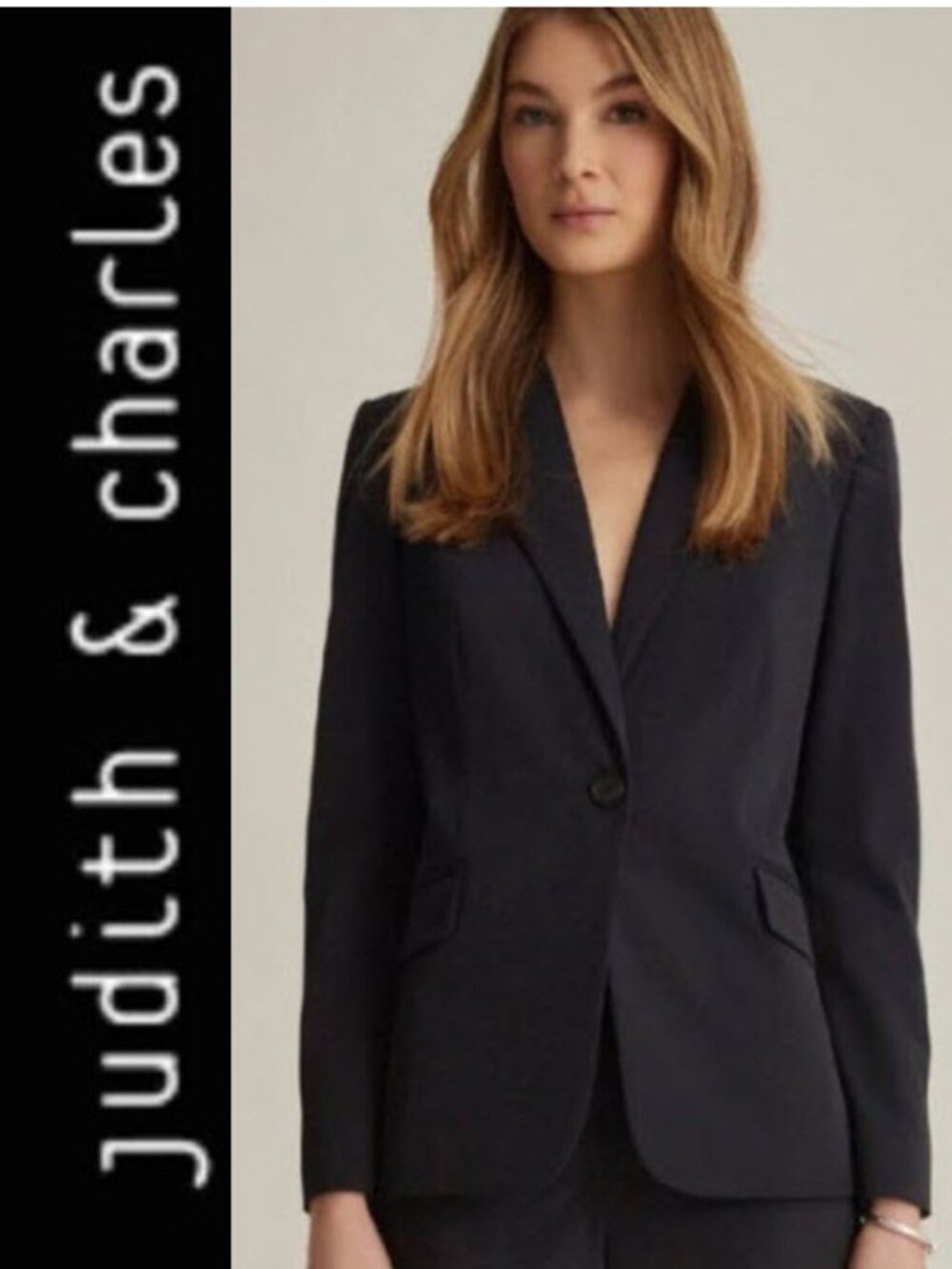 Judith & Charles Gaia Techno Blazer Fitted Single Breasted Black Size 0
